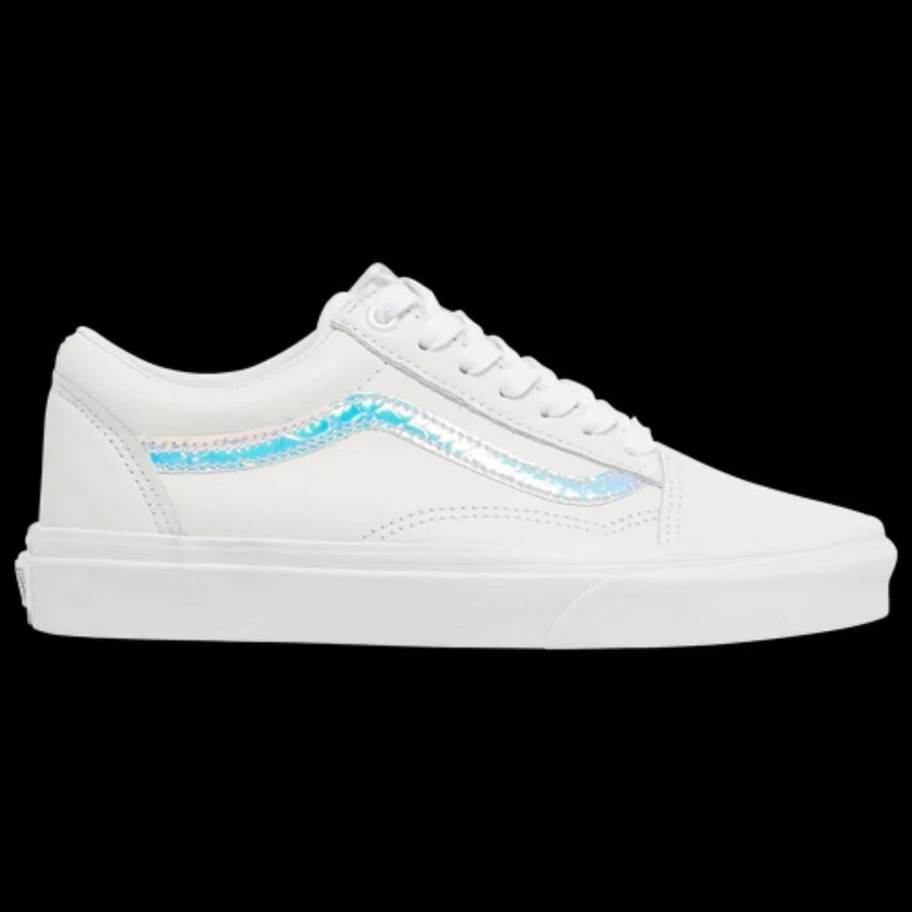 Vans Women's Old Skool White Holo Leather Sneaker Sz: 6.0